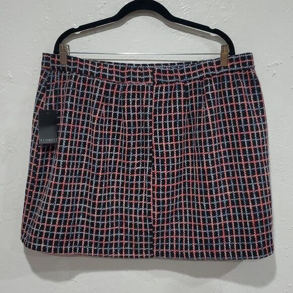 Eloquii Chic Black, Red & Blue Tweed Skirt Size 18 - Picture 6 of 13